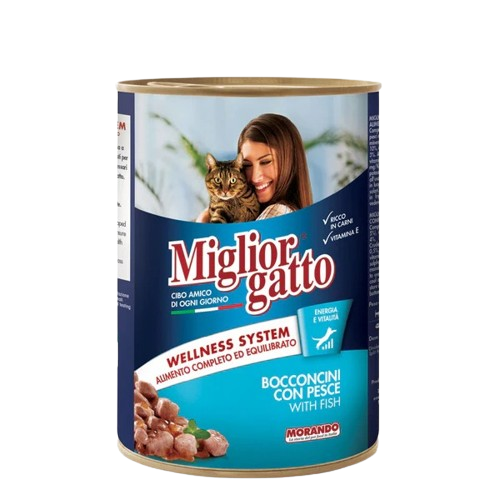 Mliglior Gatto Canned wet cat food 405g Salmon, White Fish, Chicken & Turkey, cat food, wet cat food. 