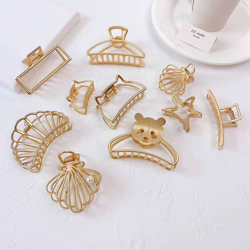 Enacolor Korean Hair Clip Catch Hairclips Gold Metal Hair Claw Accessories Ins New Girls. 