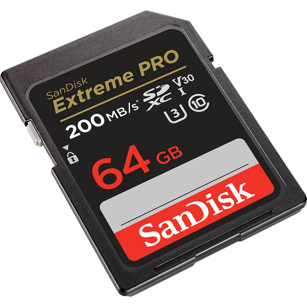 SanDisk Extreme Pro 64GB. SD Card C10, U3, V30, 4K 200Mb/s International Version. 