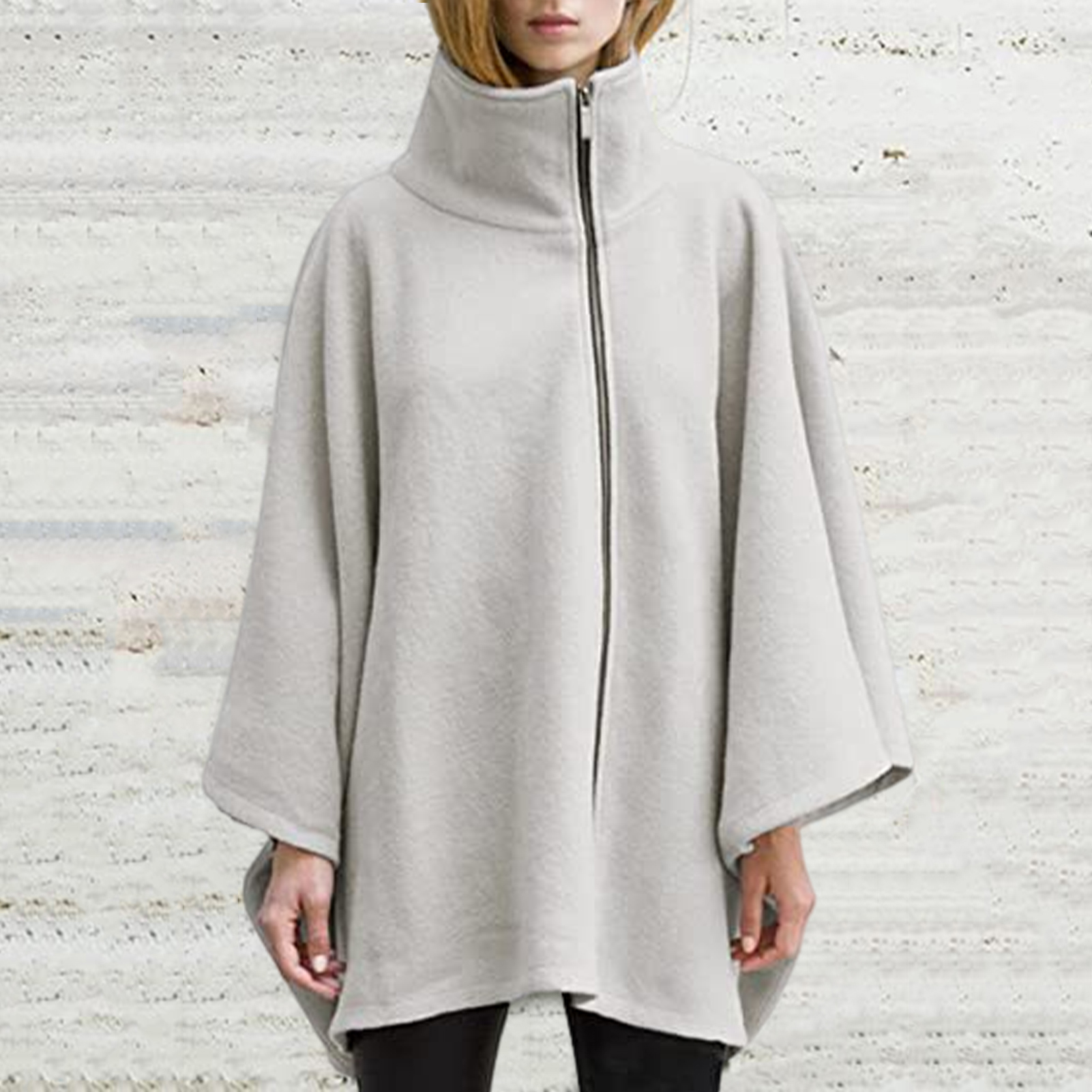 High-collar Cape Stylish High Collar Women's Cape Coat for Fall/winter Windproof Warm Poncho with Irregular Hem Southeast Asian Fashion Women Cape Coat. 