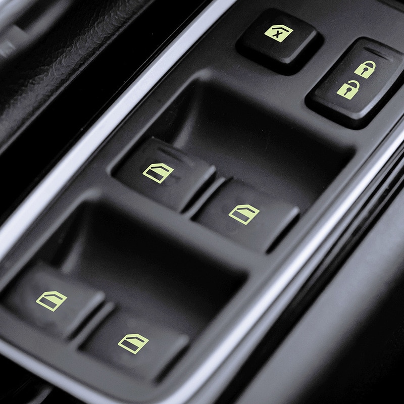 Car Window Button Luminous Sticker Lifter Switch Night Fluorescent Decals Car Interior Stickers Auto Accessories-(Green). 