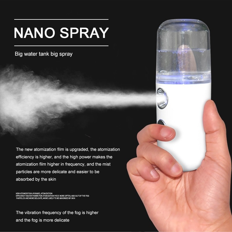 Mini Nano Mist Sprayer Cooler Facial Humidifier USB Rechargeable Face Moisturising Nebulizer. 