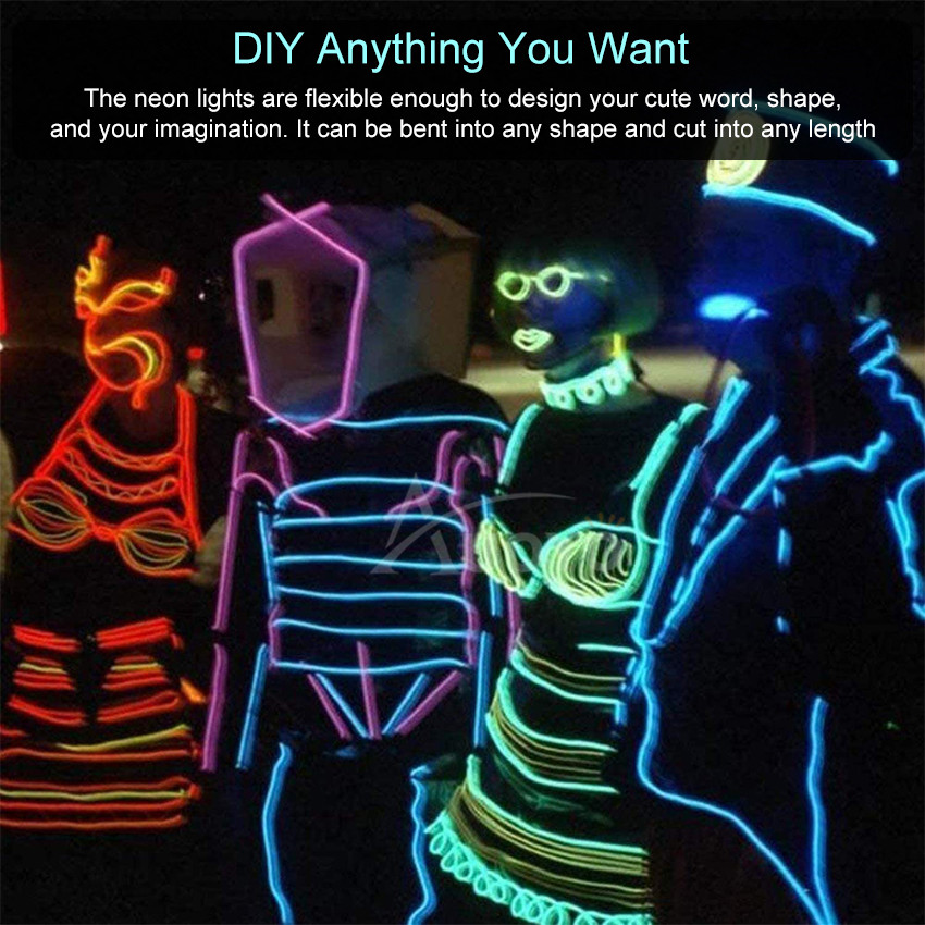 Auoyo 118inches LED EL Strip Light  Lights  Car Interior Decoration Strips Neon for Party Bar Christmas Halloween Decorative lights. 