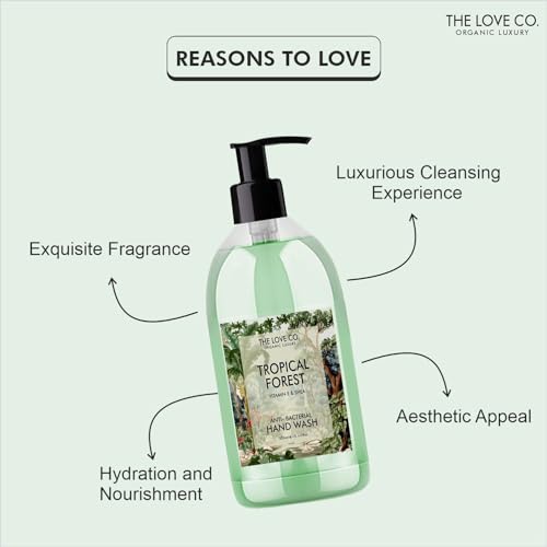 The Love Co. Tropical Forest Hand Wash | Enriched with Moisturizing and Gentle Hand Wash for Soft, Supple Skin | pH Balanced | Germ Protection | 300ml(FROM INDIA)JEZ. 
