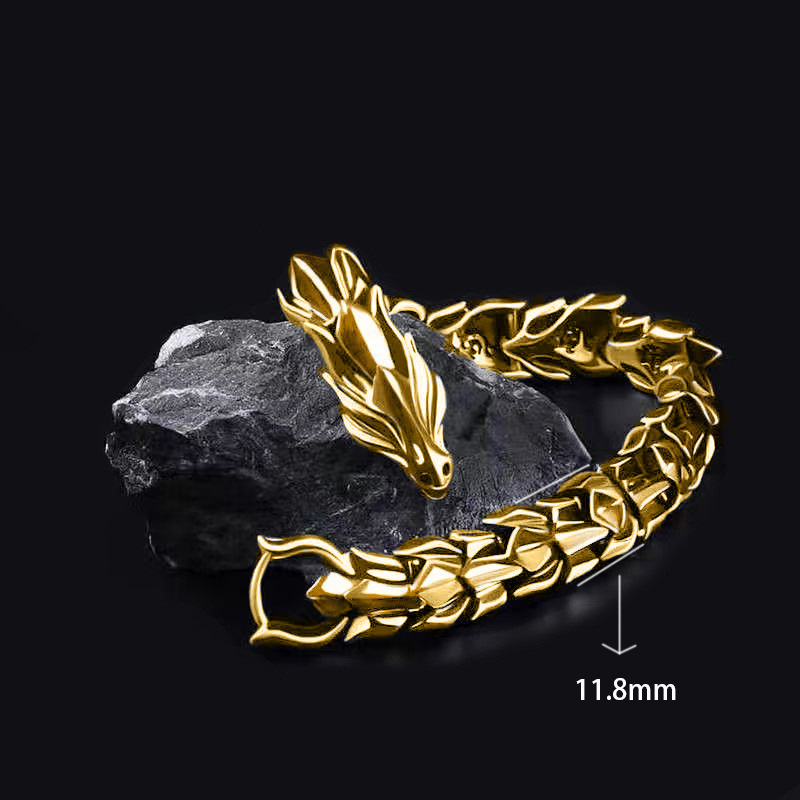Hip Hop Keel Bracelet for Men Vintage Alloy Dragon Charm Fashion Accessory. 
