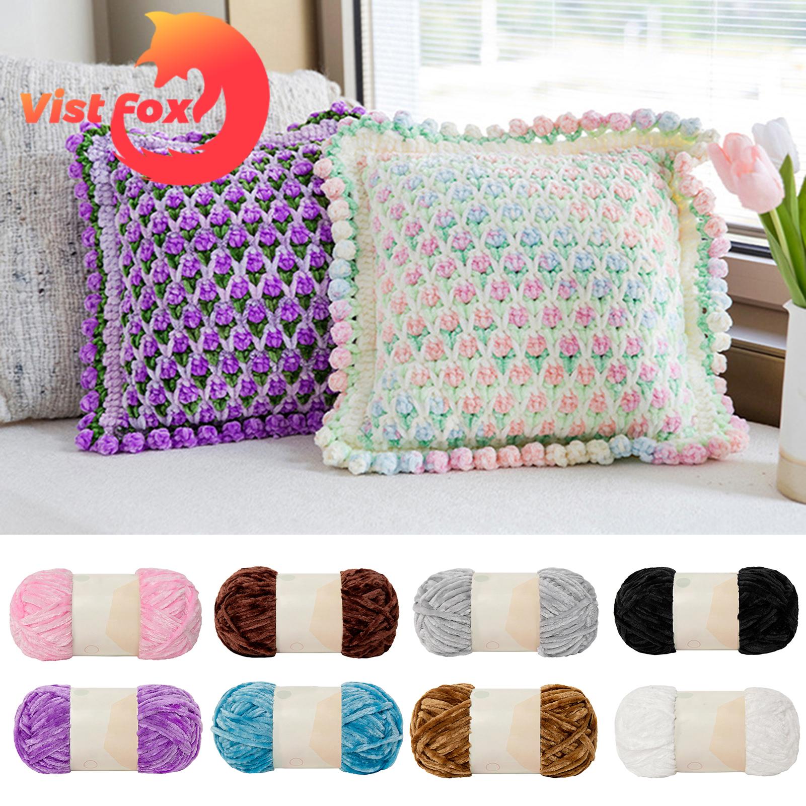 The velvet yarn used for crochet knitting is made of 100% polyester fiber, which is soft to the touch and skin-friendly, and the furry chenille is evenly fluffy, does not fall off, is smooth and comfortable.. 