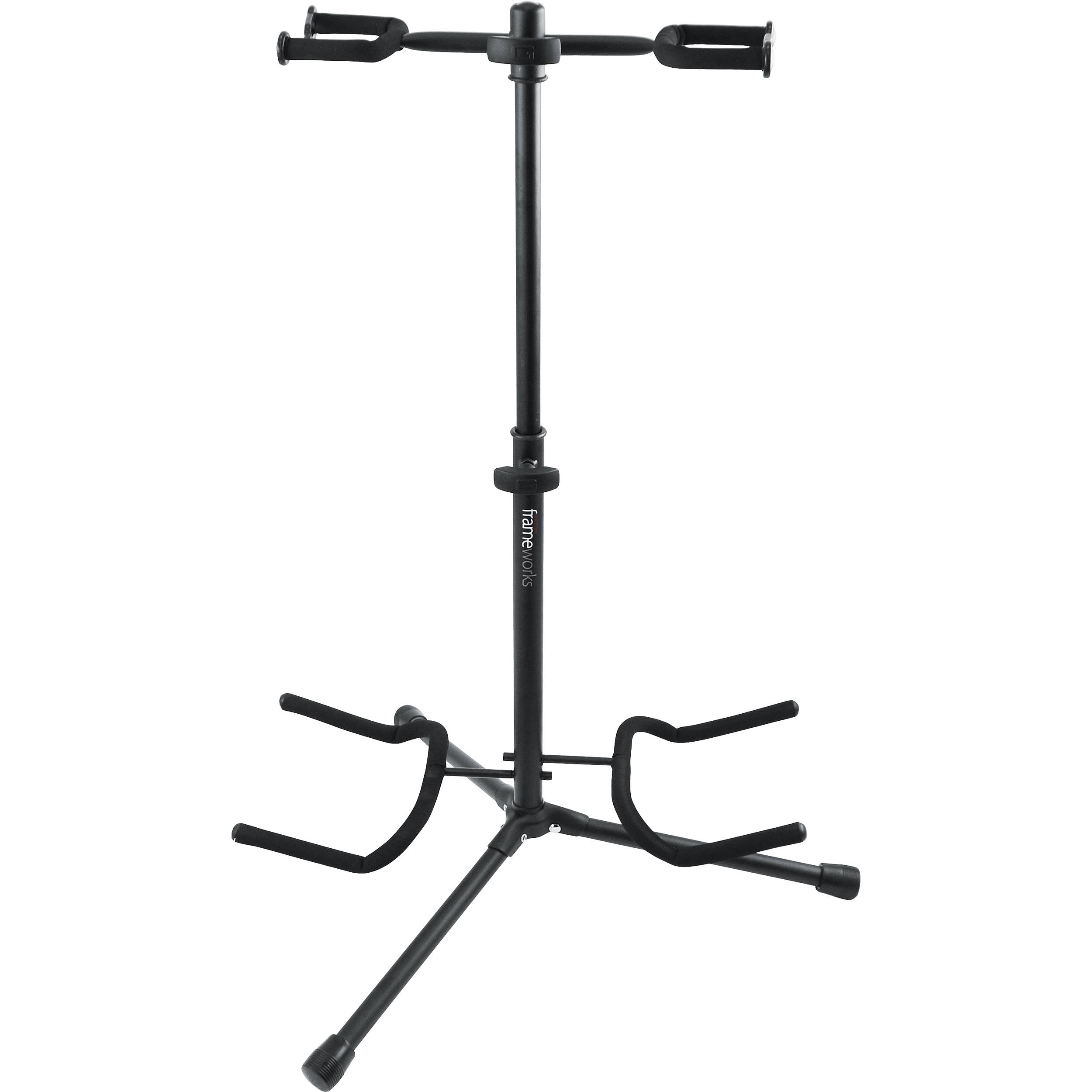 2 in 1 Double Guitar Stand With Heavy Duty Tubing - Guitar bass Accessories two way guitar stand dual guitar stand Portable Universal Folding Floor Tripod Bracket for Acoustic Electric Guitar Bass, Strong Stability, 60cm -105cm Height Adjustable. 