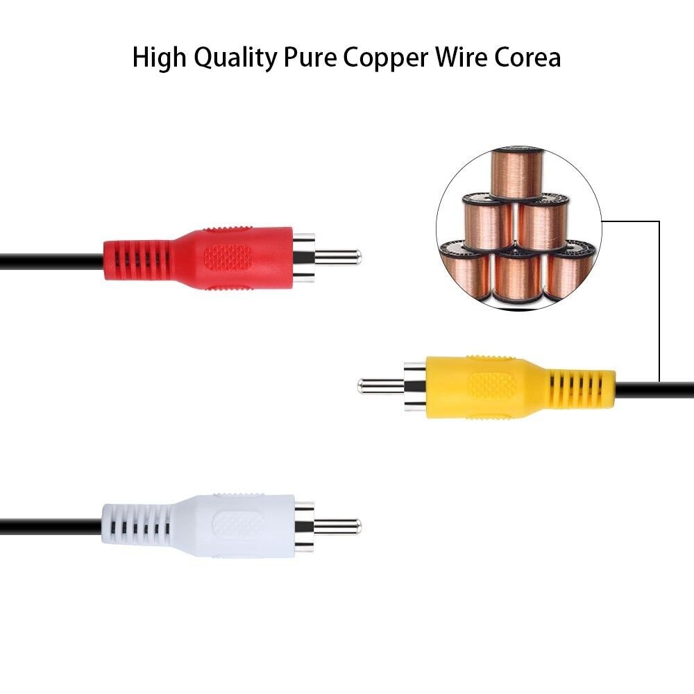 RCA Cable Male to 3 RCA 3.5mm Jack Adapter Audio Aux AV Cable Cord for DVD Player Recorder HiFi VCR TV Stereo 1.5M. 