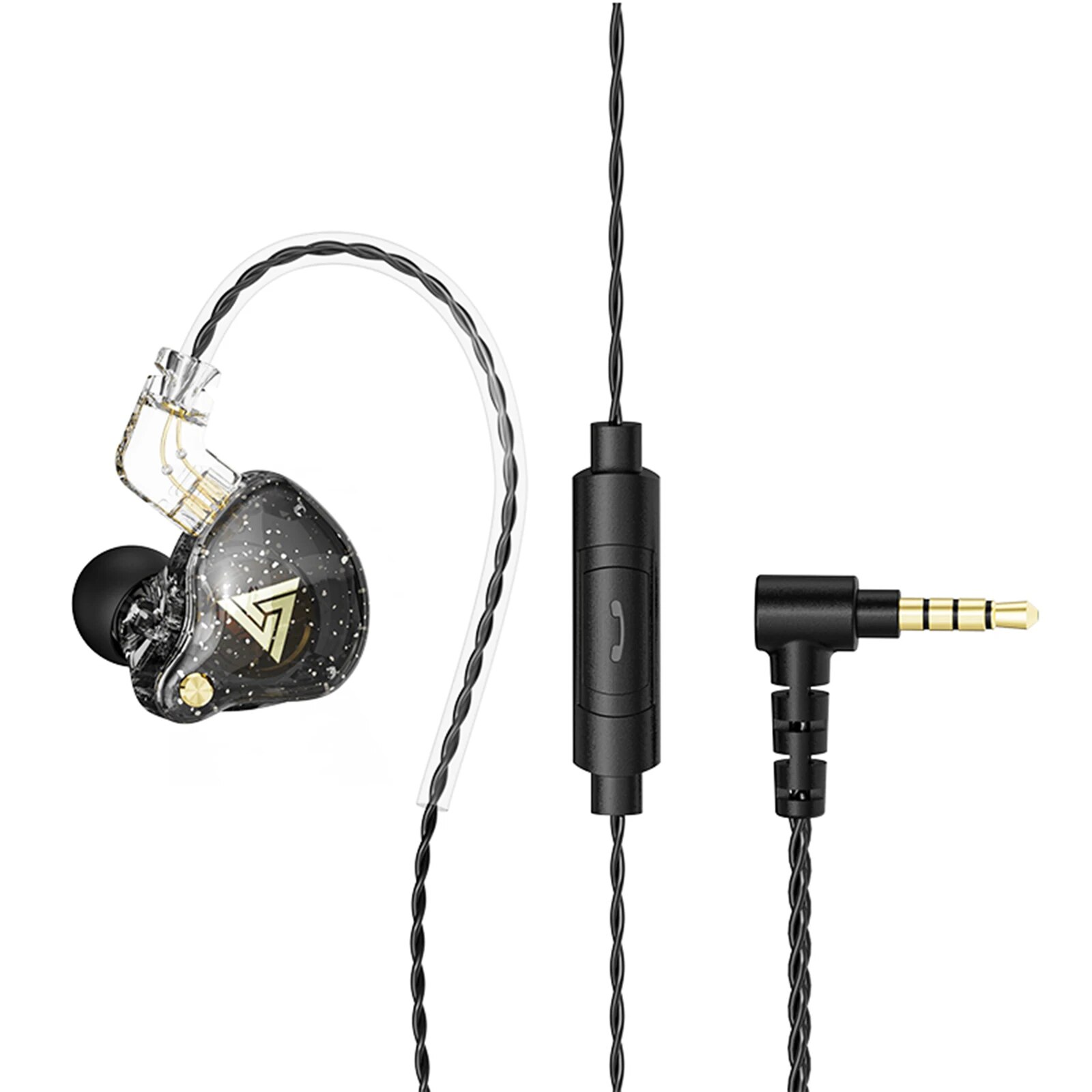 QKZ AK6 Pro 3.5mm Wired Headphones Dynamic Music Earphone Detachable Headphone Cable Ear Hook Sports Headset In-ear Earbuds