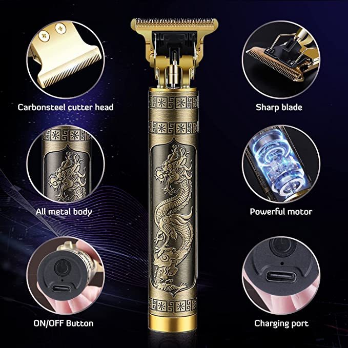 Hair Clipper Professional Vintage T9 DRAGON Electric Hair trimmer for men Cutter Beard Shaving Finishing Cutting Machine Dragon and Phoenix. 