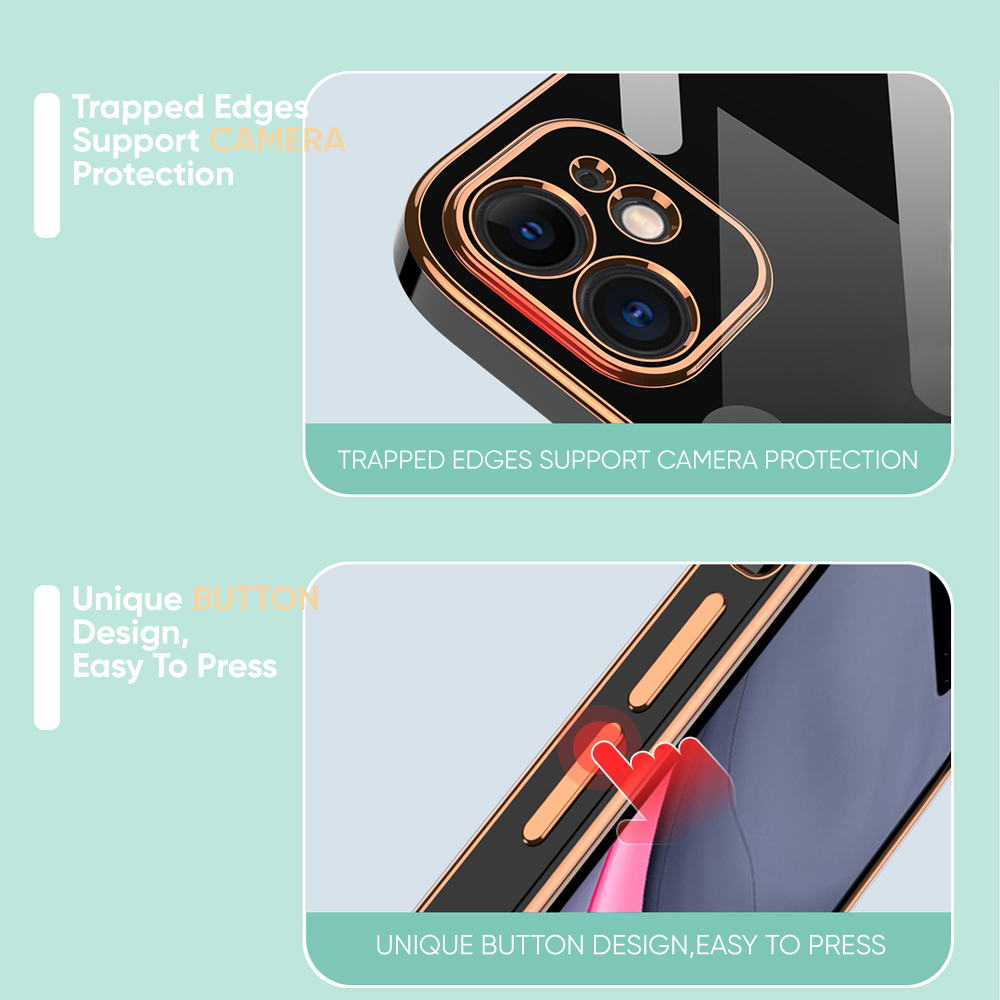Hontinga for Xiaomi Redmi 8 Back Cover Luxury 6D Plating Frame Shiny Bling Case Soft Silicone Square Phone Cases. 