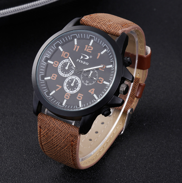 PINBO Luxury Brand Analog Leather Military Watch Mens Wristwatch Daraz.lk