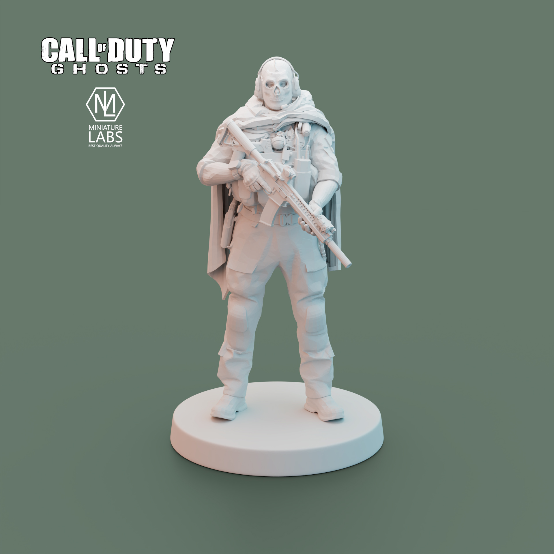 𝐂𝐚𝐥𝐥 𝐨𝐟 𝐃𝐮𝐭𝐲 𝐆𝐡𝐨𝐬𝐭 Statue. High Quality 3D printed Famous game Character Ghost action figure. Perfect for gaming enthusiast and miniature lover.. 