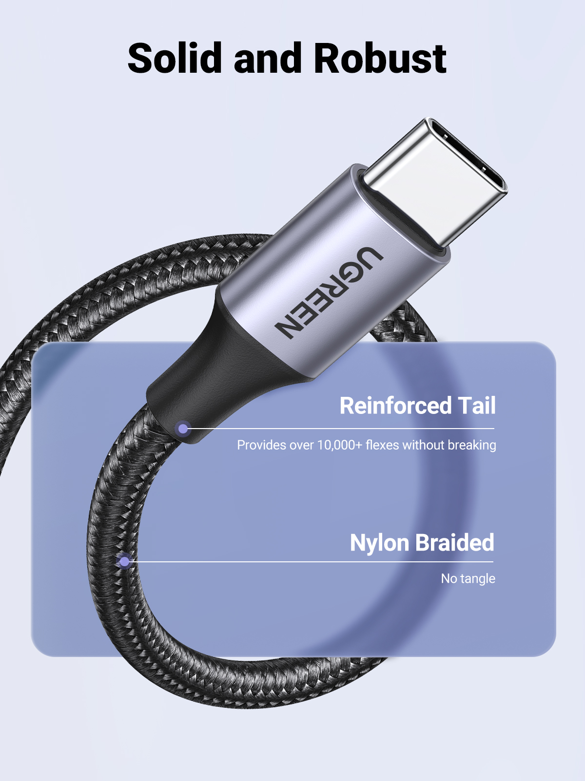 【3A】UGREEN USB A to USB C Cable Nylon Braid Type C Fast Charging Cable For iPhone 16 15 Max Pro Galaxy S25 S24 Ultra A Tecon Infinix  Note 30 Pro Itel P40+ Realme 8 Pro Galaxy AI Xiaomi 15 14 Pro Redmi K80 70 Pro. 