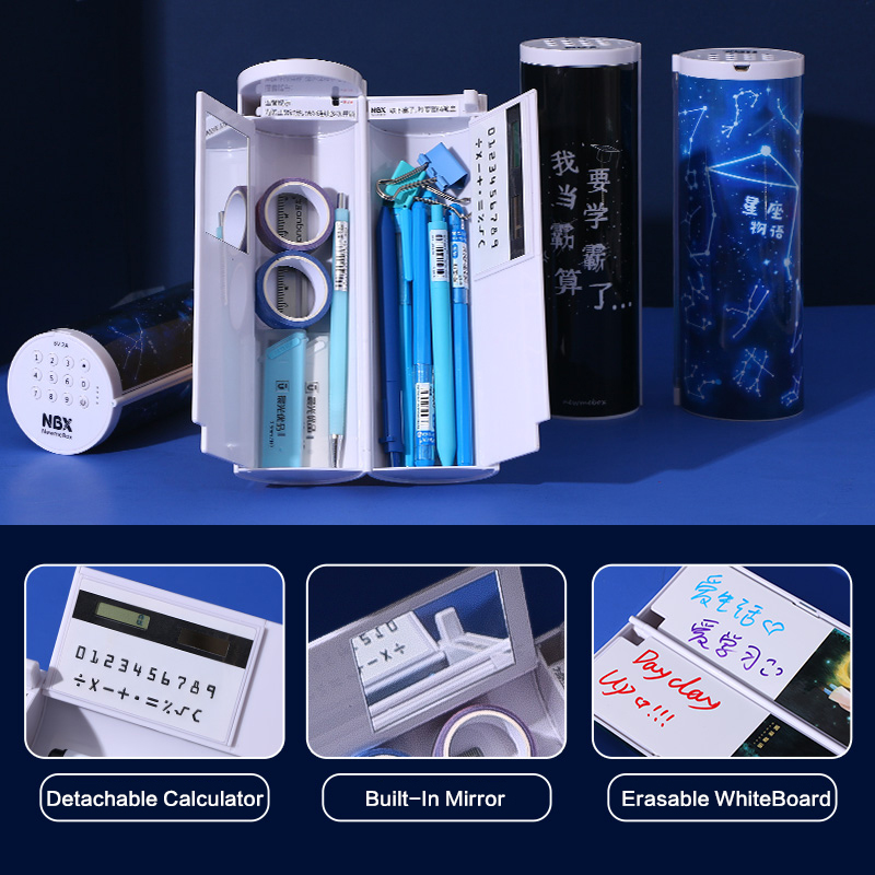 Maoxia NBX Smart Lock Password Glitter Pencil Case Multifunctional Pencil Box For School Boy Plastic Transparent Meteor Falling Star. 