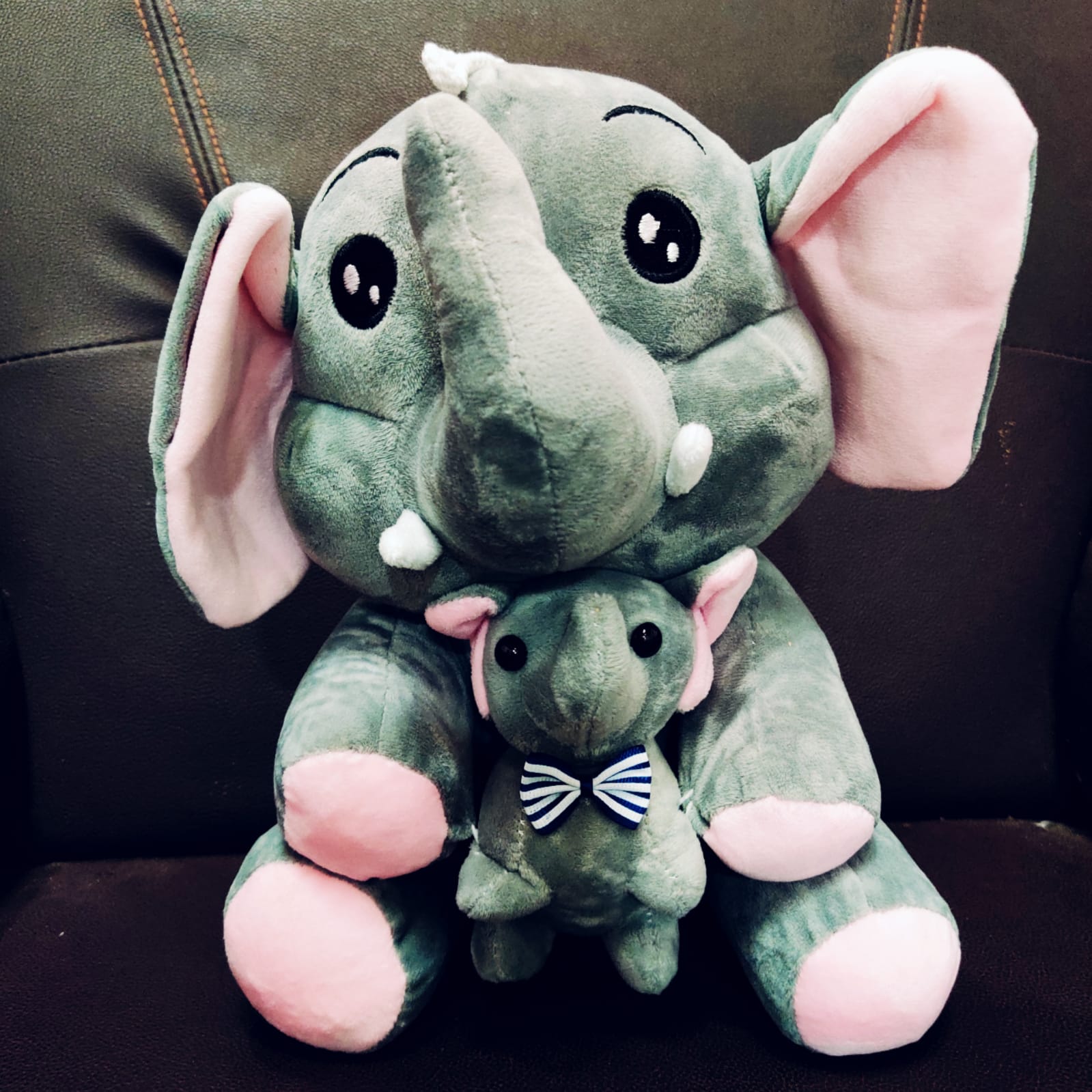 Elephant with Baby Elephant Soft Toy | Cute Plush Toy | Cuddle Toys for All Ages - 2 Colors