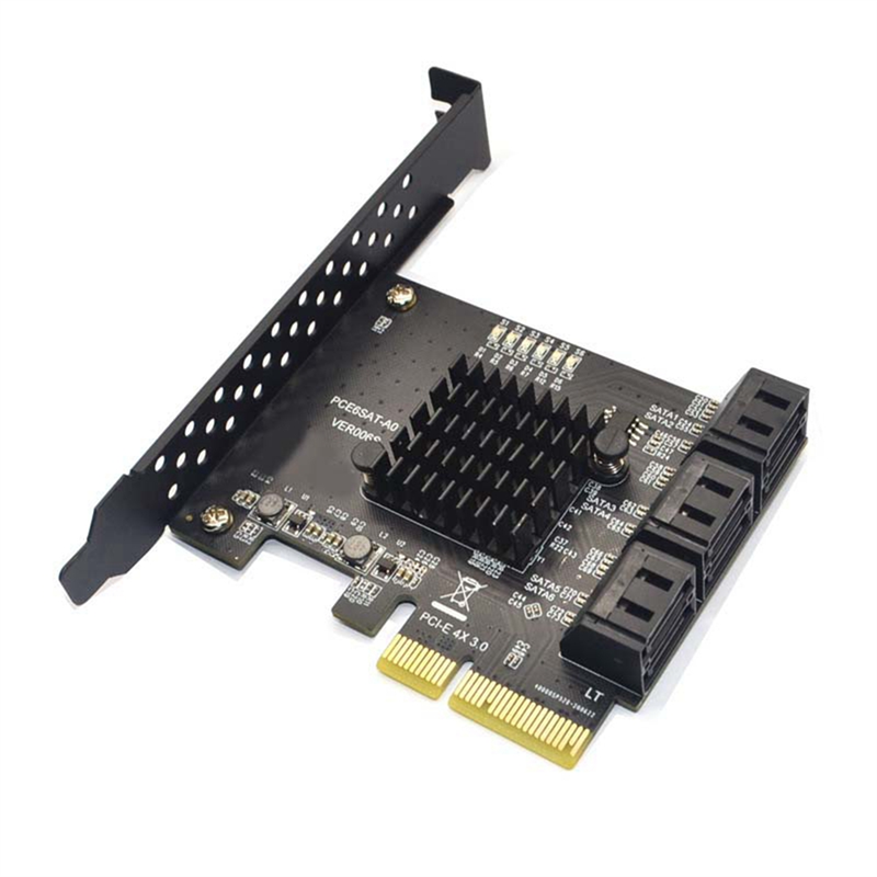 SATA PCI E Adapter 6 Ports SATA 3.0 to PCI Express X4 Black Expansion Card SATA3.0 PCIe PCI-E SATA Controller for HDD
