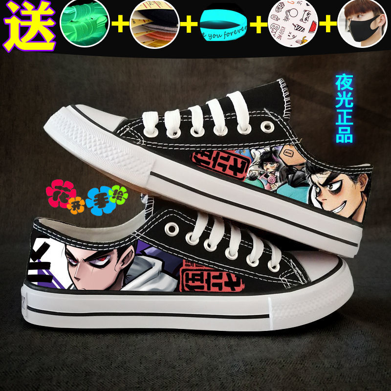 Spring Breathable Low Top Canvas Shoes Men Stylish Sneaker Naruto One Piece Boys Anime Shoes Student Luminous Shoes. 