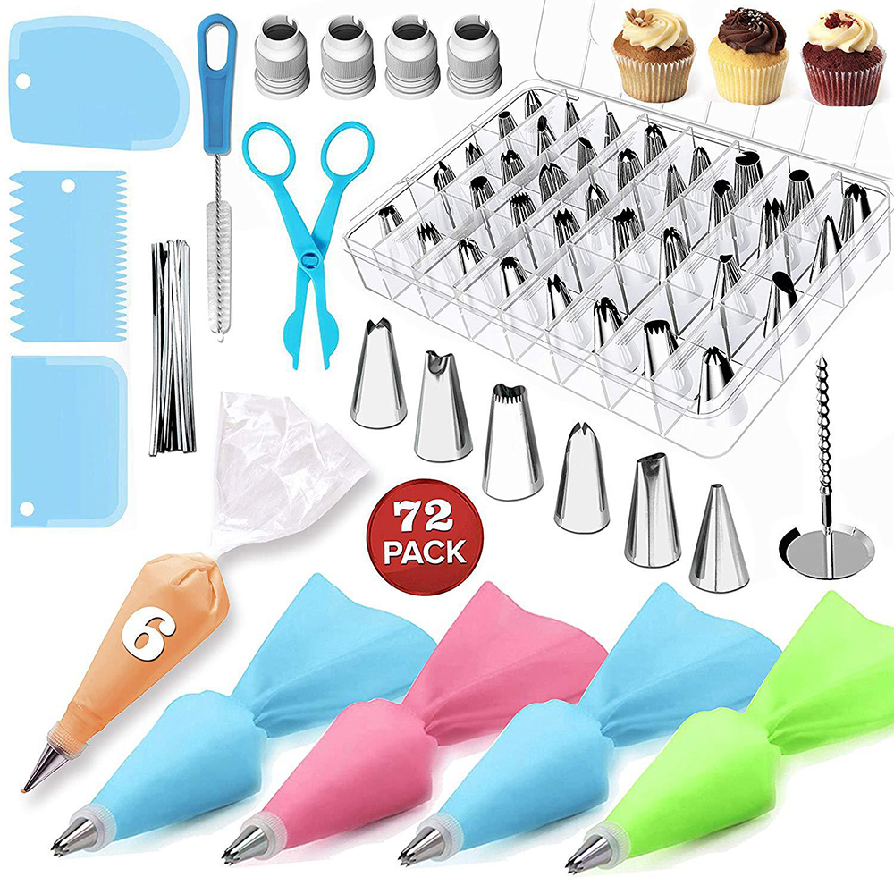 72 Pieces per Set Cake Decorating Kit Supplies Set Tools Piping Tips Pastry  Icing Bags Nozzles
