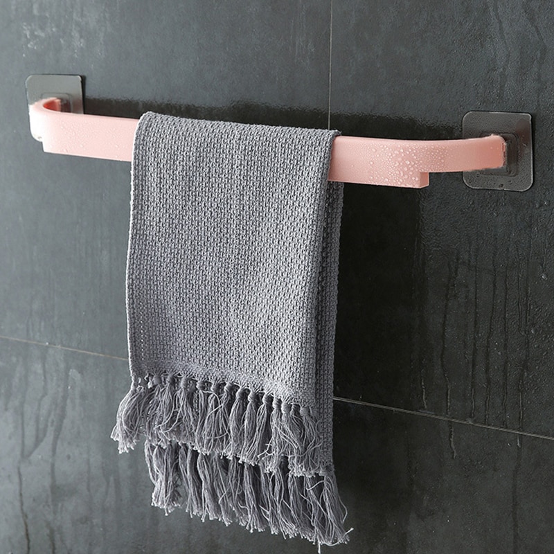 【WEJA】Bathroom Towel Rack Hook Up Punch-Free Kitchen Single Pole Rag Hanger Bathroom Accessories Shelf Storage Rack Household Goods. 