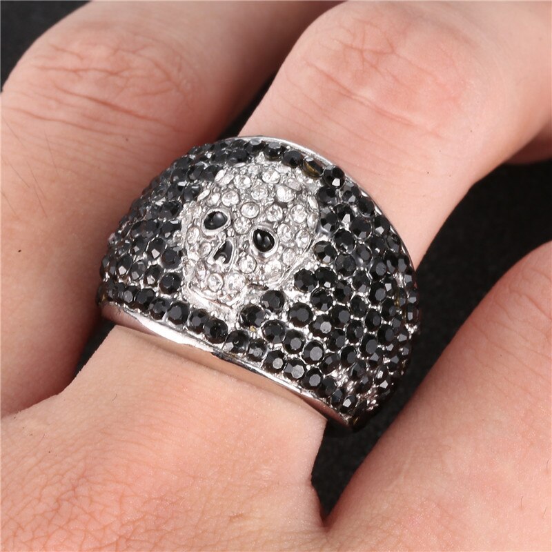 【KuaKe Mall】Mens Vintage Skull Cubic Rings Rock Star Croix Johnny Hally Stone Titanium Ring Absolute Power Jewelry Gift. 