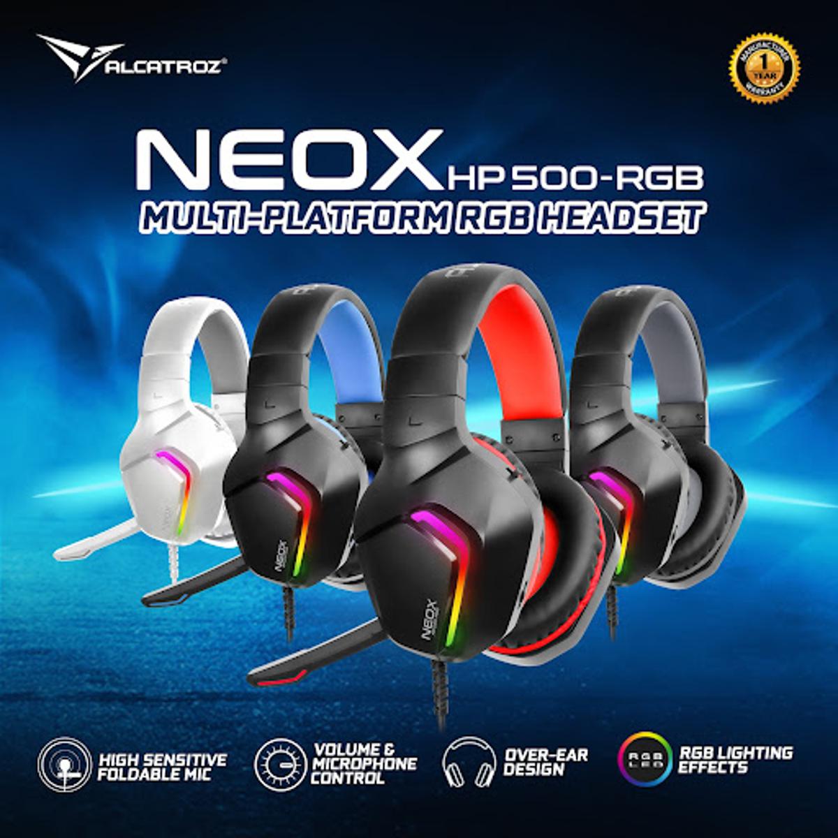 Alcatroz NEOX HP500 2.1 RGB Gaming Headset White Gray