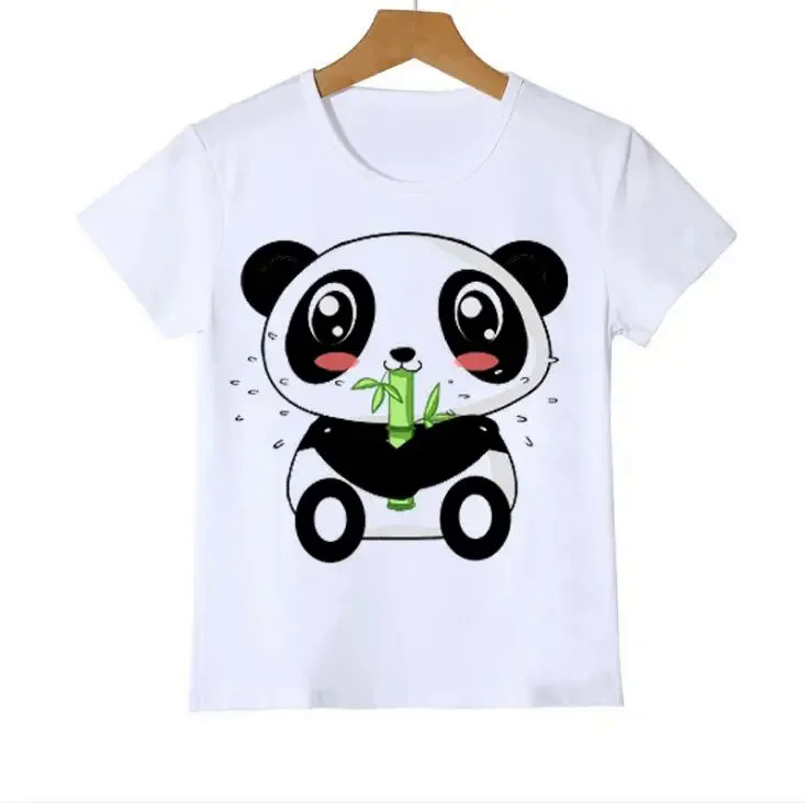 Cute best kids T-shirt funny panda animal collection cartoon pattern summer t shirt for boys/girls white short sleeve tops. 