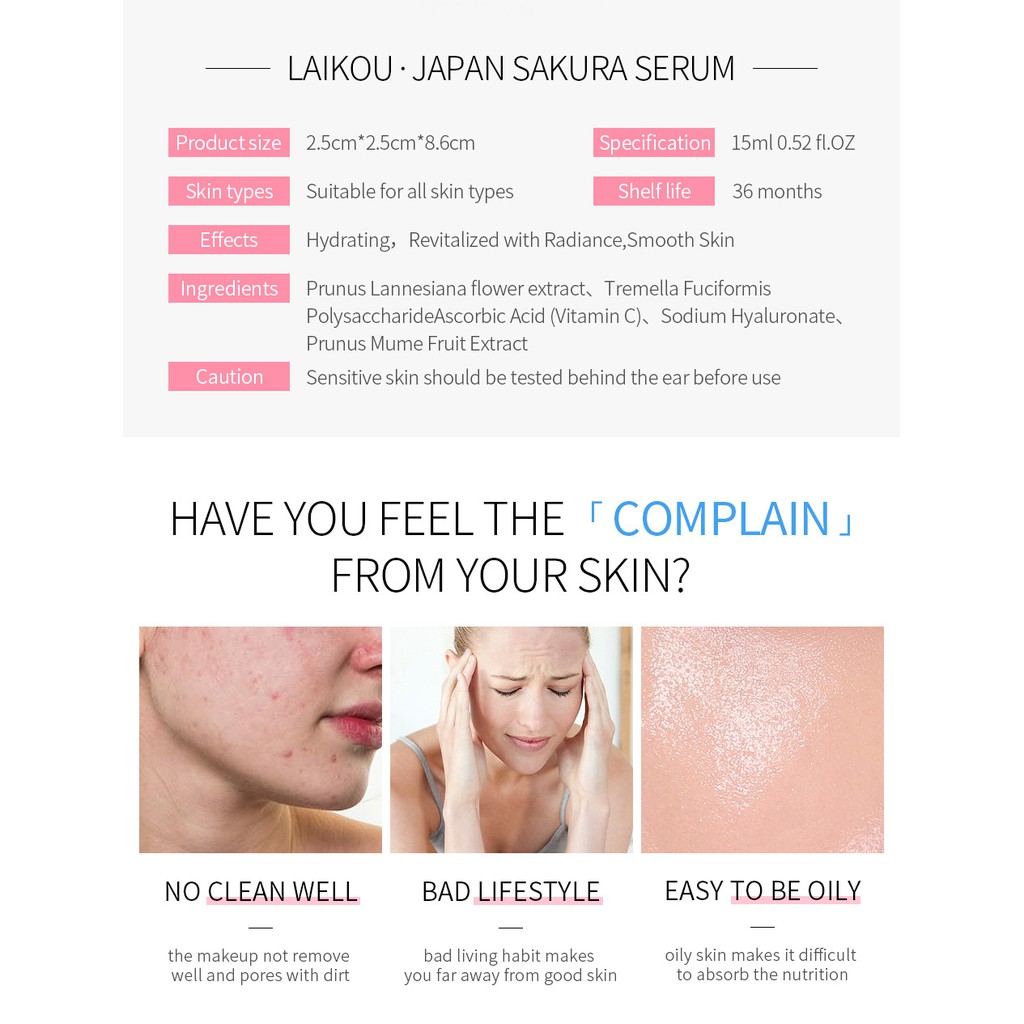 LAIKOU Japan Natural Sakura Serum for Oil Control Brightenin. 
