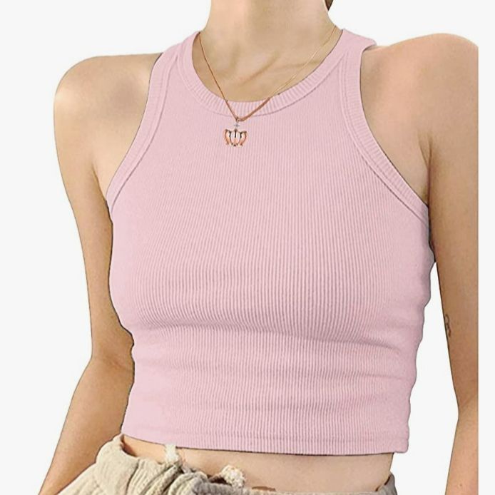 Singlet Solid Rib Knit Top, Women's Fashion, Tops, Sleeveless on Carousell