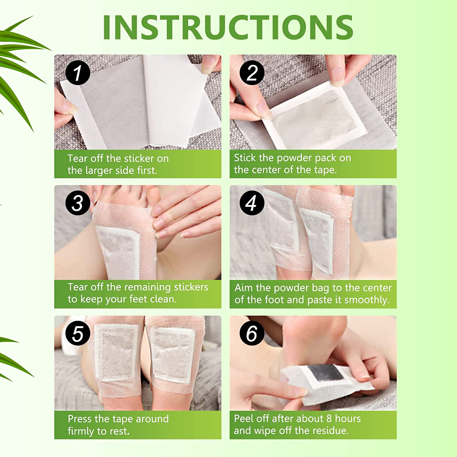 Detox Foot Patches Pads Natural Bamboo Vinegar and Ginger Powder for Better Sleep Stress Relief Cleansing Pad Health Care. 