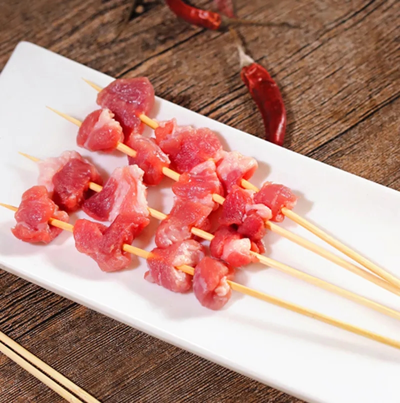 50pcs Bamboo Stick Food Grade Bamboo Skewer Sticks Disposable Natural Wood Long Stick For Barbecue Fruit BBQ Tools