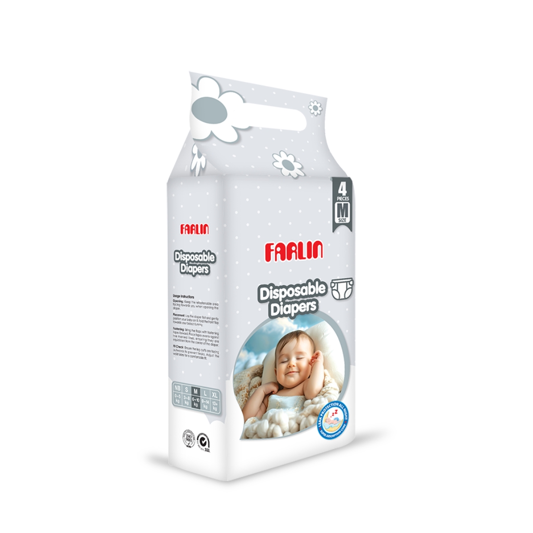 FARLIN BABY DIAPERS MEDIUM 4 PCS