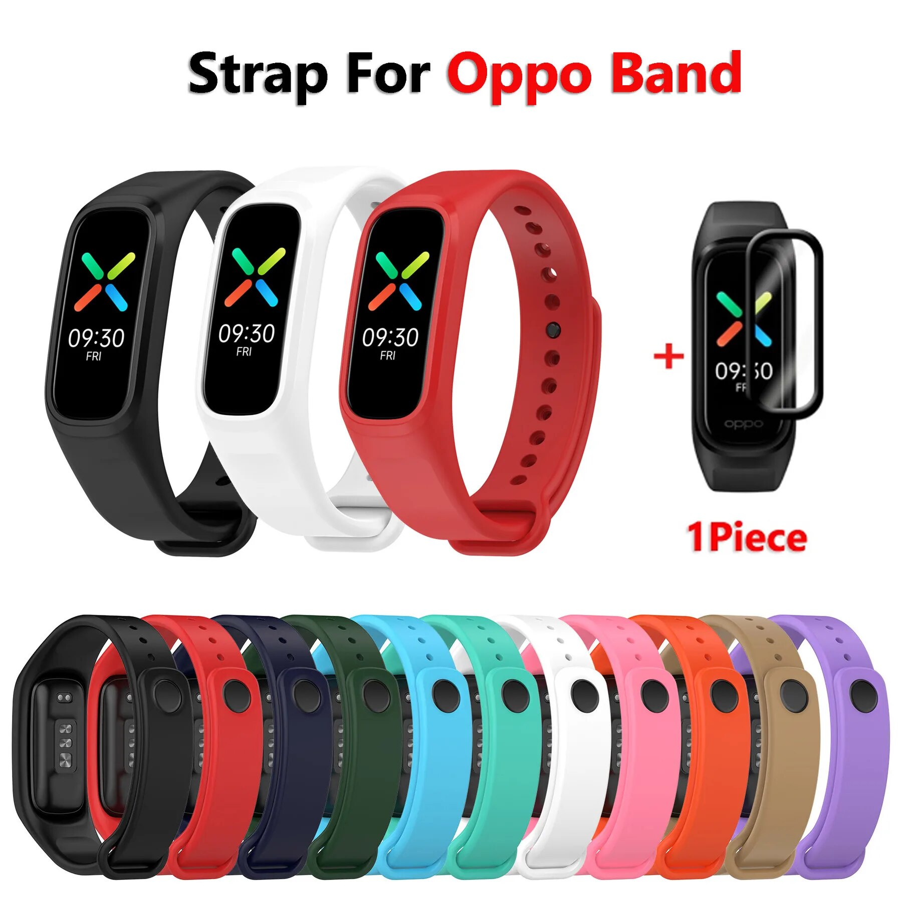 Bracelet De Remplacement En Silicone Pour OPPO Band - Sangle Confortable Et Réglable - Compatible Montre Connectée | Bracelet Montre Sport Anti-transpiration