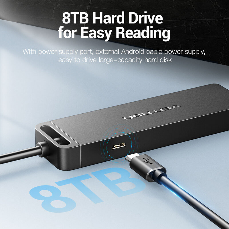 Vention USB HUB 2.0 Multi 5 USB Port Adapter with Micro Charge Power High Speed OTG for Macbook Pro PC Laptop Lenovo Xiaomi PS4 Xbox One Flash Drive HDD USB Splitter. 