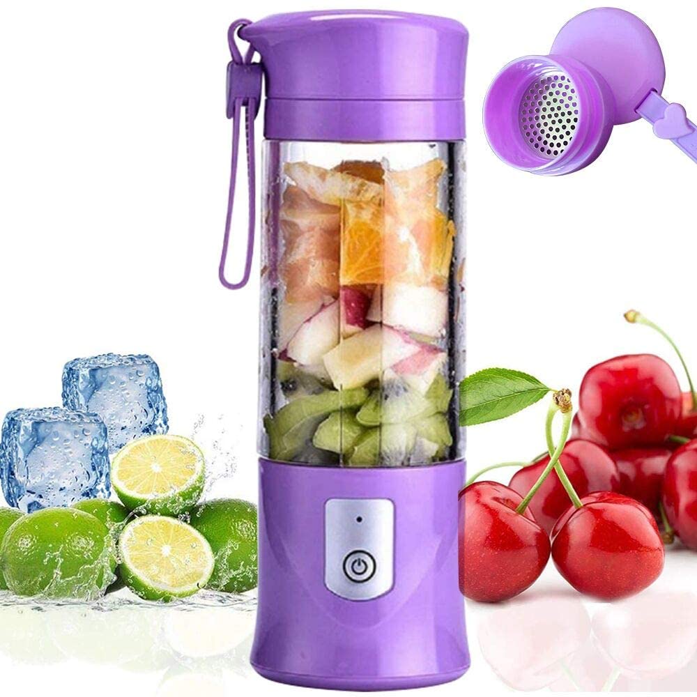 Travel-Ready Juice Blender,380ml USB Rechargeable Cup with Blades, Enhanced Motor, and 4400mAh Battery for On-the-Go Fruit Mixing. 