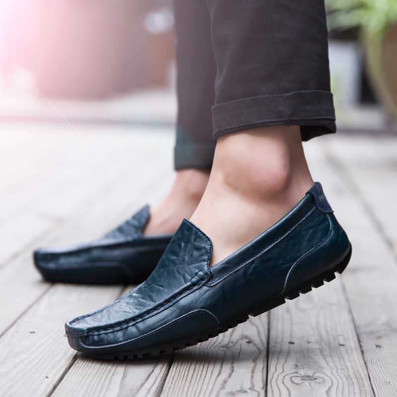 【ALLGOOD】Men's Leather Casual Shoes Outdoor Fashion Men Loafers Spring Autumn Cow Leather Loafers Soft Comfortable Male Business shoes. 