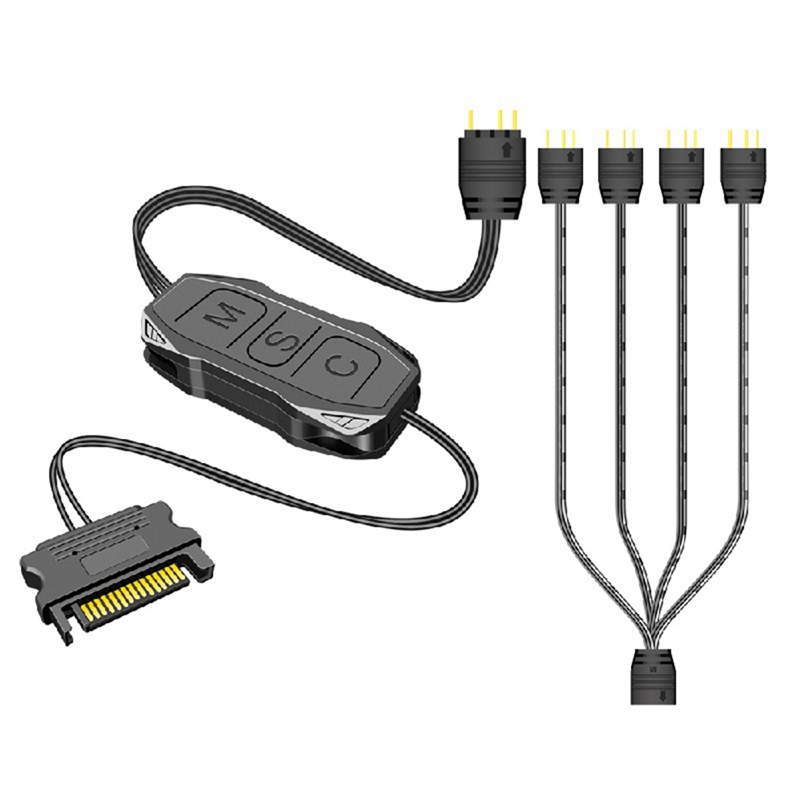 COOLMOON 5V 3Pin to SATA RGB Controller ARGB Controller Controller HUB Computer Fan LED Lighting RGB Control Cable