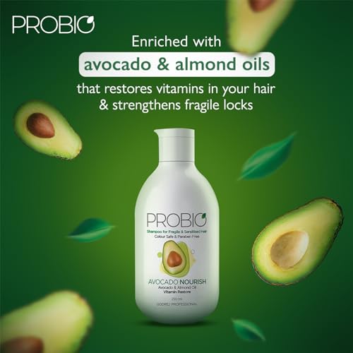 Godrej Professional Probio Avocado Nourish Shampoo (250ml) | For Fragile Hair | No Paraben | with Avocado & Almond Oil(FROM INDIA)JEZ. 