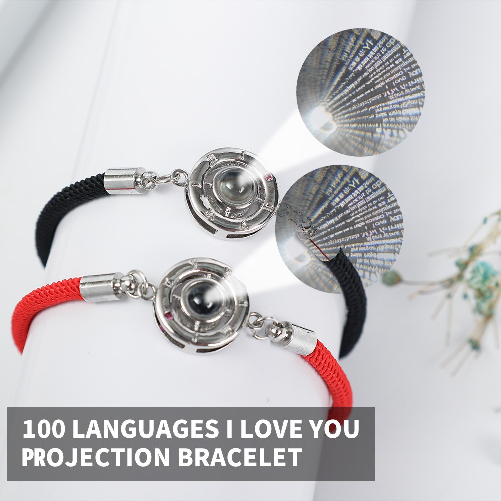 Bracelet De Projection Personnalisé - I Love You - Corde à Tricoter