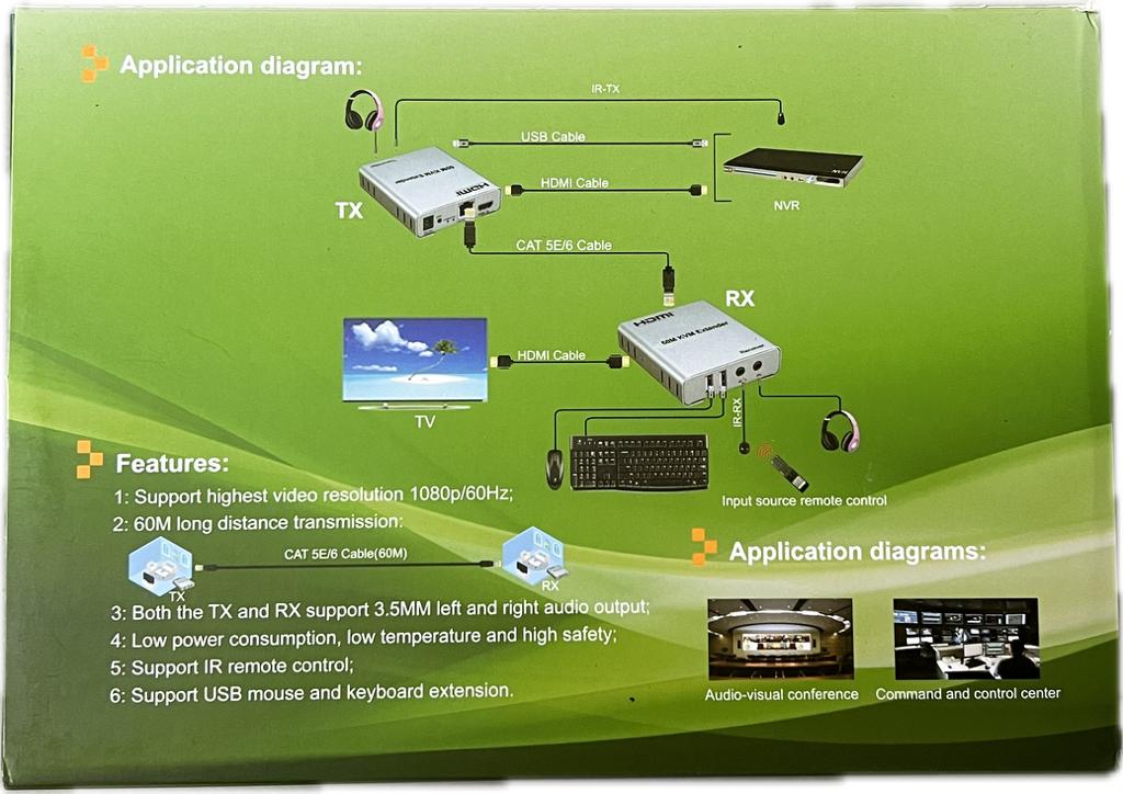 HDMI Extender KVM 60m. 