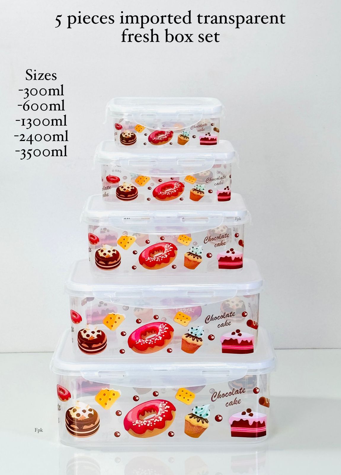 Food Storage Container with Airtight Lid 5 Pcs Leakproof Clear Plastic
