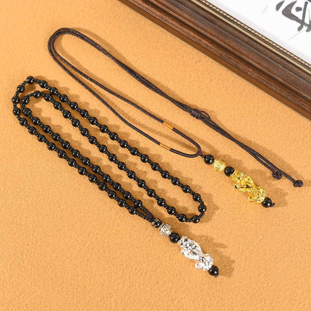 Chinese Jewelry Buddhist Beads Gold Silver Plated Pendant Women Men Good Lucky 24k Gold Feng Shui Pixiu Necklace. 