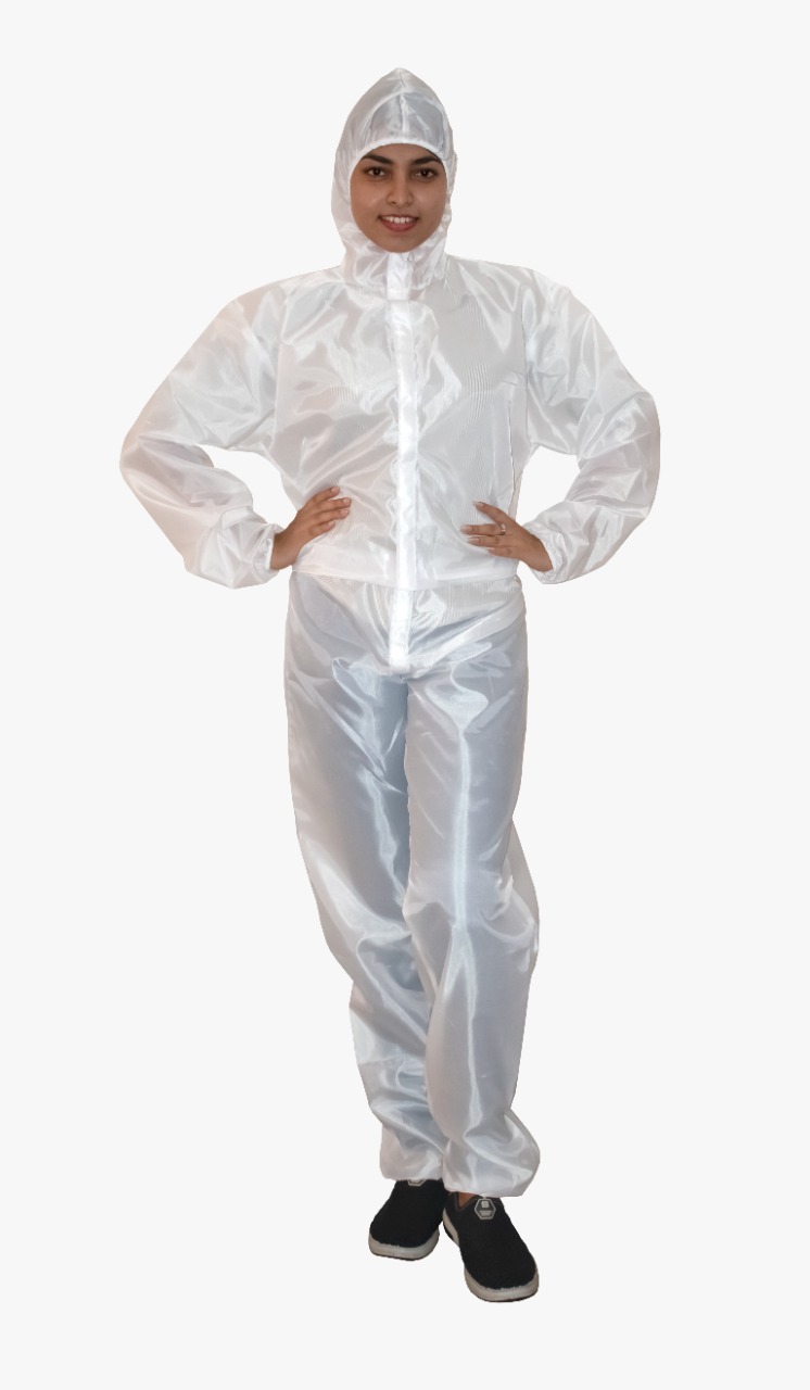 Reusable PPE kit – white taffeta – Coverall. 