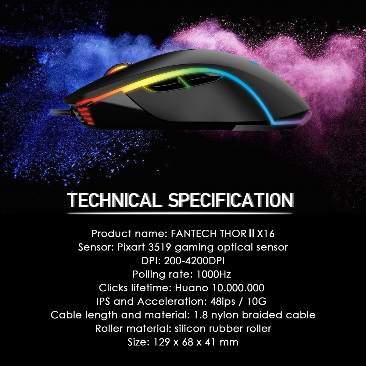 FANTECH X16 THOR II  V2  | x9 MACRO RGB GAMING QUALITY MOUSE. 