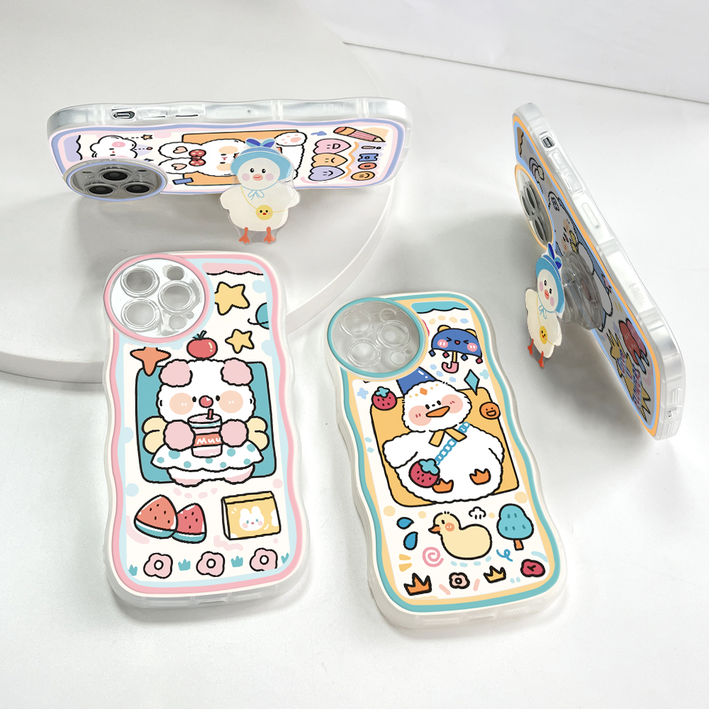 AMORVOR for Huawei Nova 3 Back Cover (With Free Holder) Cartoon Pattern Soft Wavy Phone Case Camera Protection Mobile Cover. 