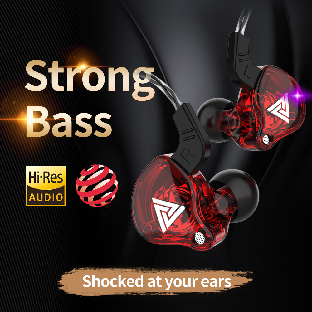 QKZ AK6 3.5mm wired Copper Driver HiFi Sport Headphones In Ear Earphone For Running With Microphone Headset music Earbuds. 