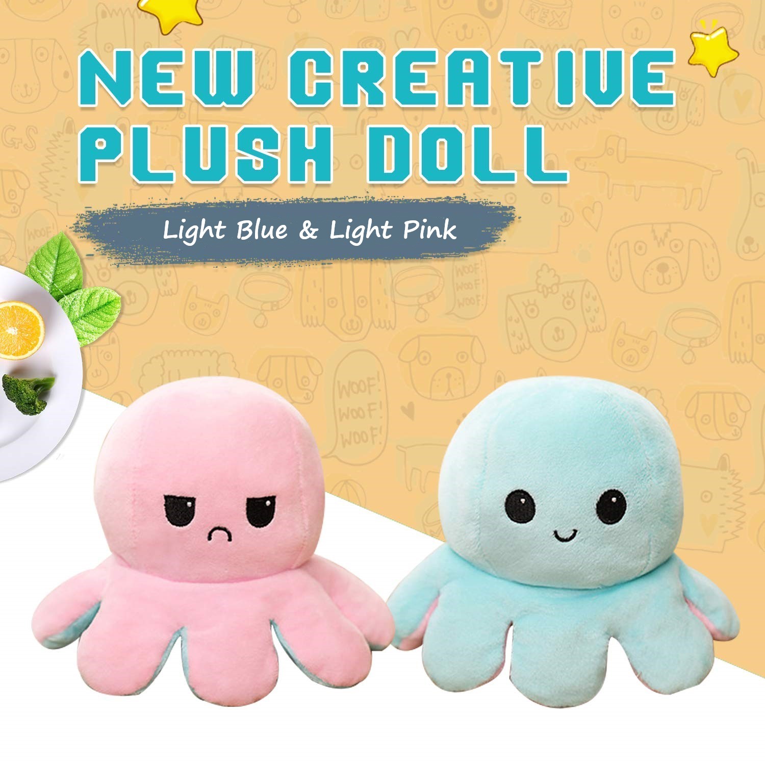 Reversible Moody Flip Octopus Soft Toy Two Sided Face Octopus Plush Soft Toy Two Sided Face Octopus Plush Reversible Octopus Octopus Plush Toy Children's Toys Children's Soft Toy. 