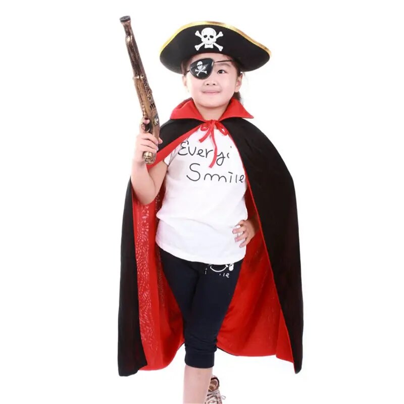 2024 New 12.99x12.99x3.54 Pirate Hat Three Cornered Buccaneer Costume Hat for Kids for Play Costume Supplies Captain Jack Party