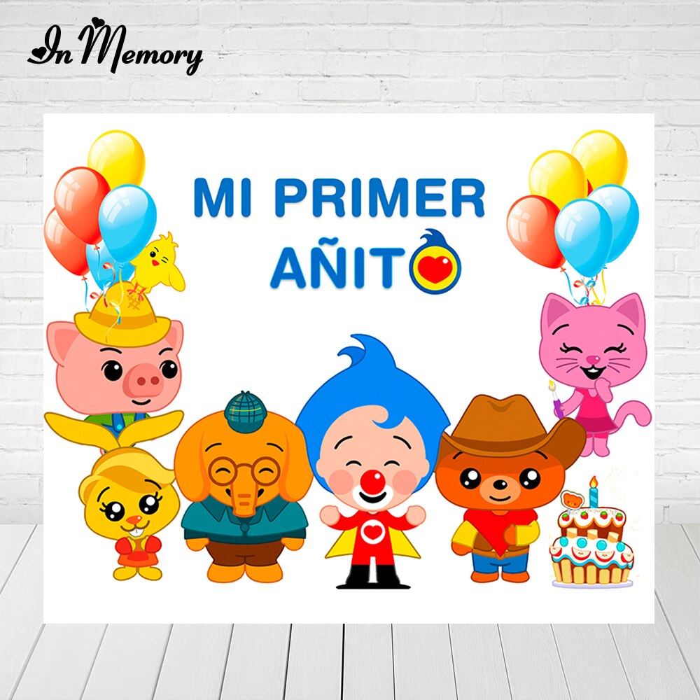 InMemory Cartoon Plim Plim Theme Backdrops For Mi Primer Añito Boys Birthday Party Custom. 