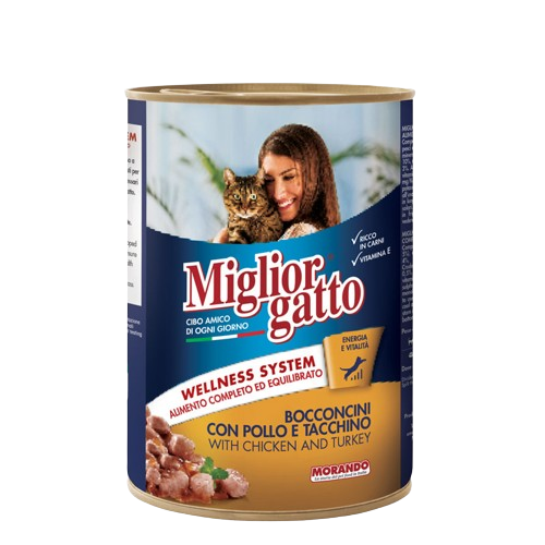 Mliglior Gatto Canned wet cat food 405g Salmon, White Fish, Chicken & Turkey, cat food, wet cat food. 